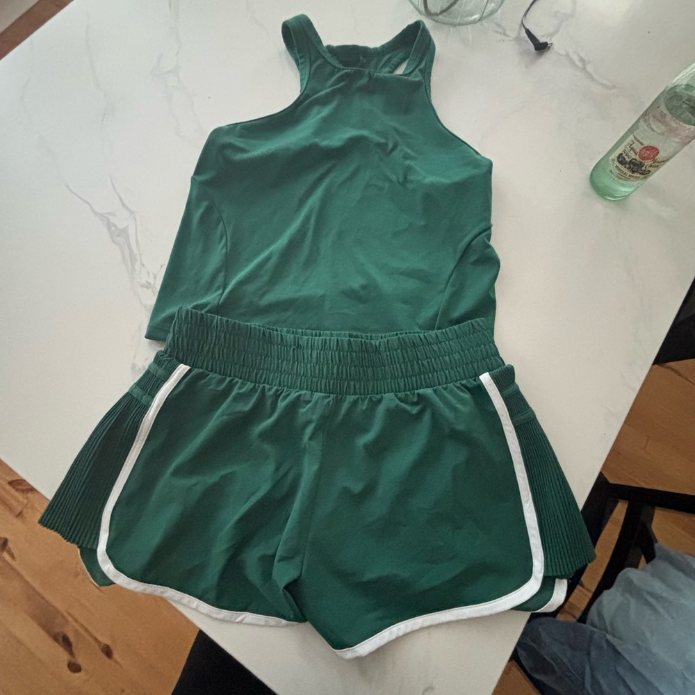 All in Motion Green Women's Athletic Shorts and top set